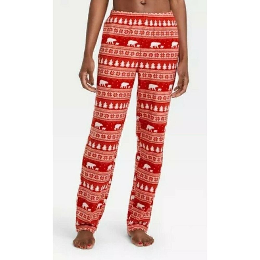 ❤️Wondershop Womens Pajama Pants FAIR ISLE Print Fleece Sleep Lounge XL Red